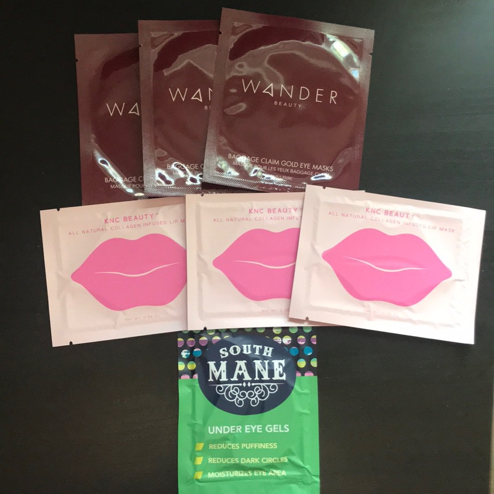 4 under eye gel masks, 3 lip masks